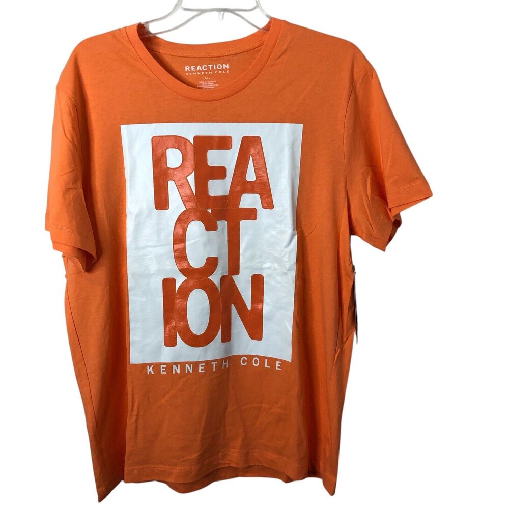 Kenneth Cole Reaction NWT Men's Short Sleeve Orange Logo T-Shirt Size Large